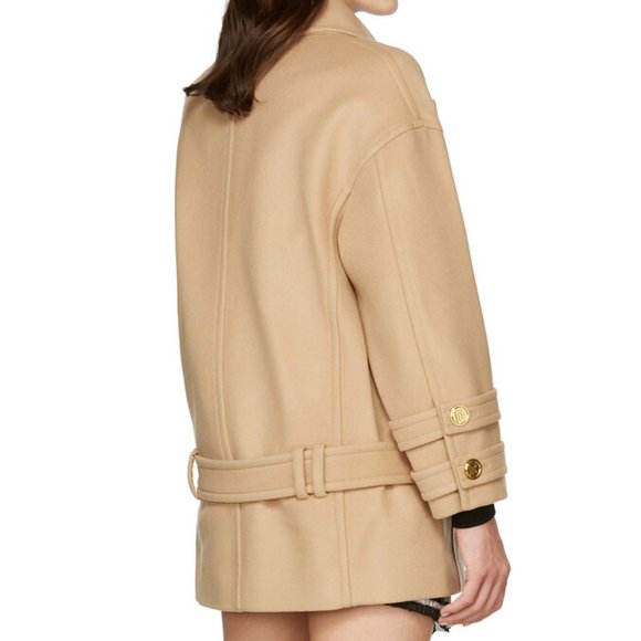 NWT size 10 Balmain Double breasted Wool Cashmere blend Felt Pea Coat in… - Picture 6 of 16